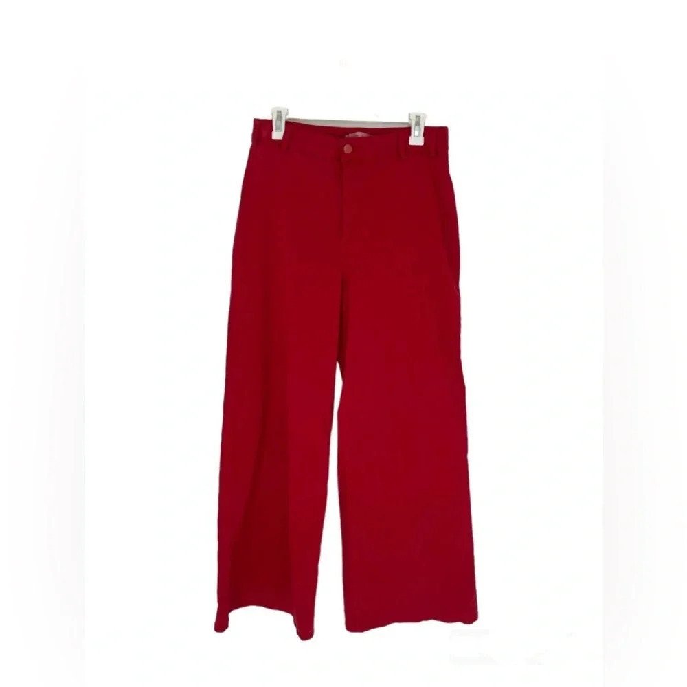 Jimmy Key Womens Casual Cotton Lyocell Wide Leg Pants Trouser Size XL Red